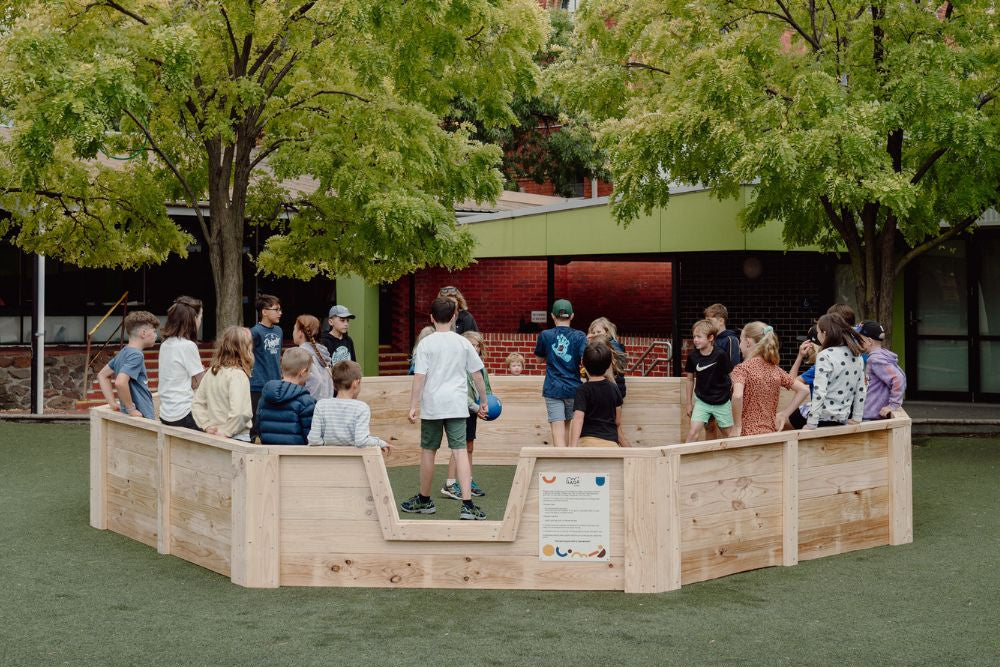 Timber Outdoor Gaga Ball Pit by Gaga Games Australia