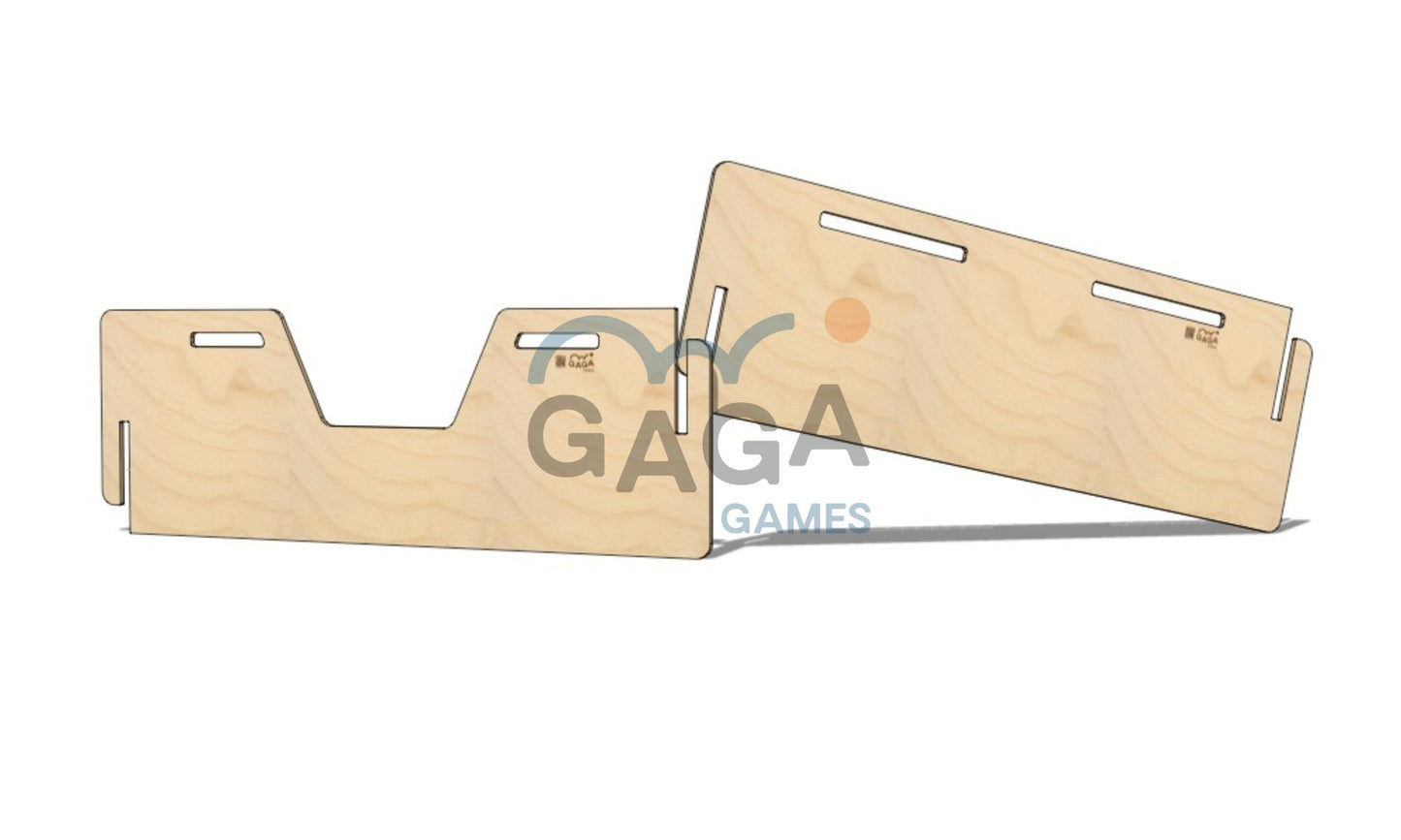 Gaga Games Portable Gaga Pit Kits slide together. You can setup a temporary game of Gaga with just 2 people in minutes!