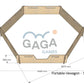 The dimensional information of our 59cm Hexagonal Portable Gaga Pit. Perfect for indoor/outdoor play and events. 